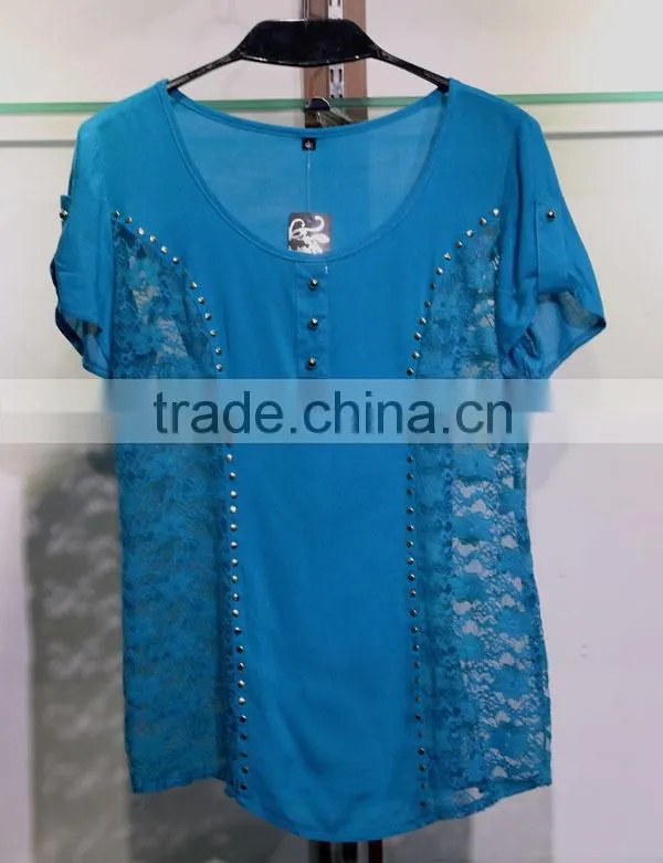 lace with sequin spun rayon women's blouse