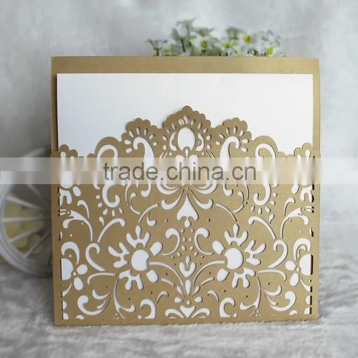 Gate Fold Natural Theme Elegant Laser Cut Wedding Invitation Card Rustic