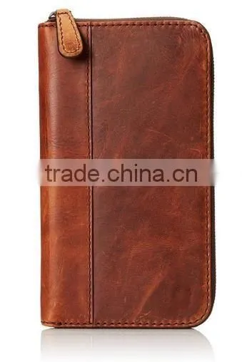 vintage cowhide leather clutch wallet travel organizer wallet for men