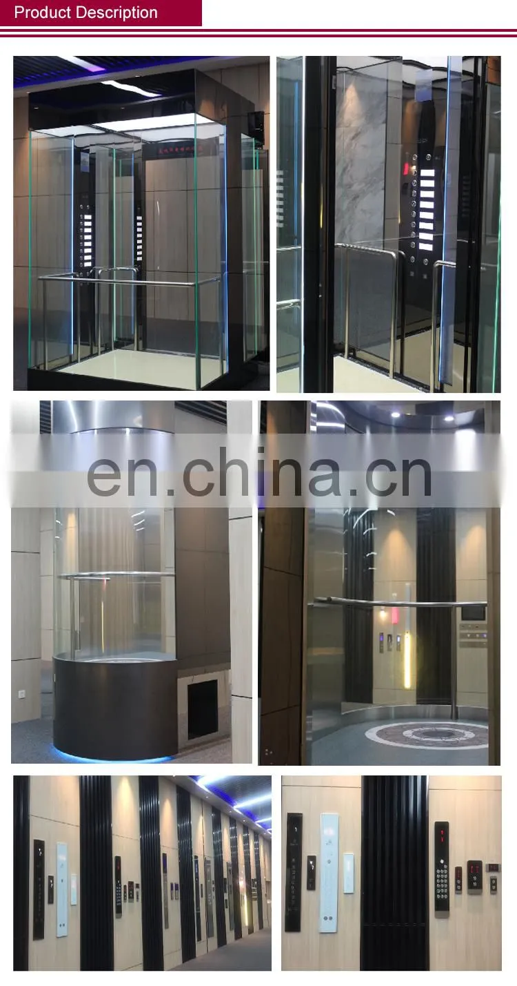Elevator Safety Lift Panoramic Glass Large Capacity Titanium Stainless Steel Passenger Elevator Best Choice Residential Home