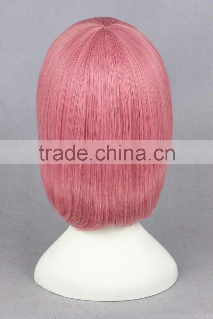 High Quality 40cm Short Straight Pink Synthetic Anime Lolita Wig Cosplay Costume Lolita Hair Wig Party Bobo Wig