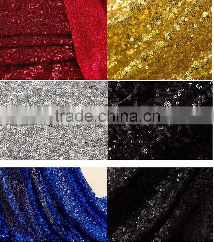 New cheap Hot sale fancy 100% polyester embroidery metallic sequence wedding silver sequin table cloth