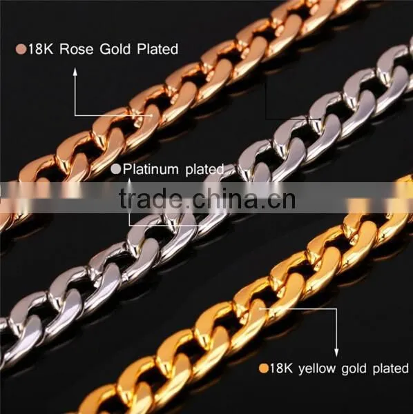 Dubai New Gold Chain Design For Men Stainless Steel Gold Plated Link Chain Necklace