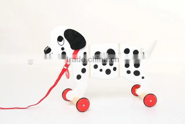 Toddler wooden dog pull toys