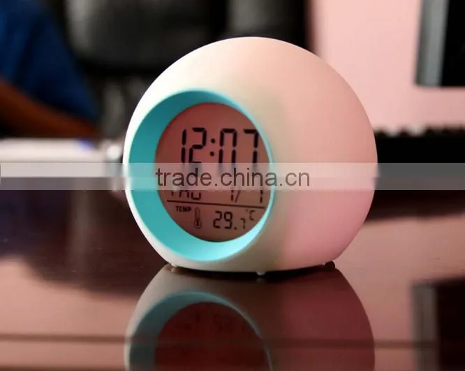 7 LED Color Triangle Alarm Clock change alarm clock Pyramid Digital LCD Snooze