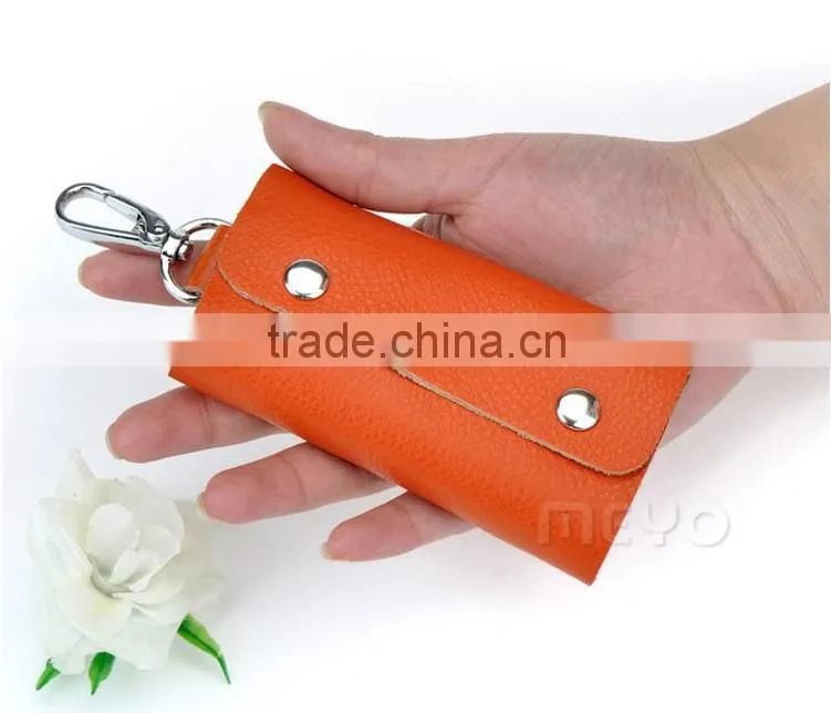 Protective snap closure full grain leather key wallet for key safe