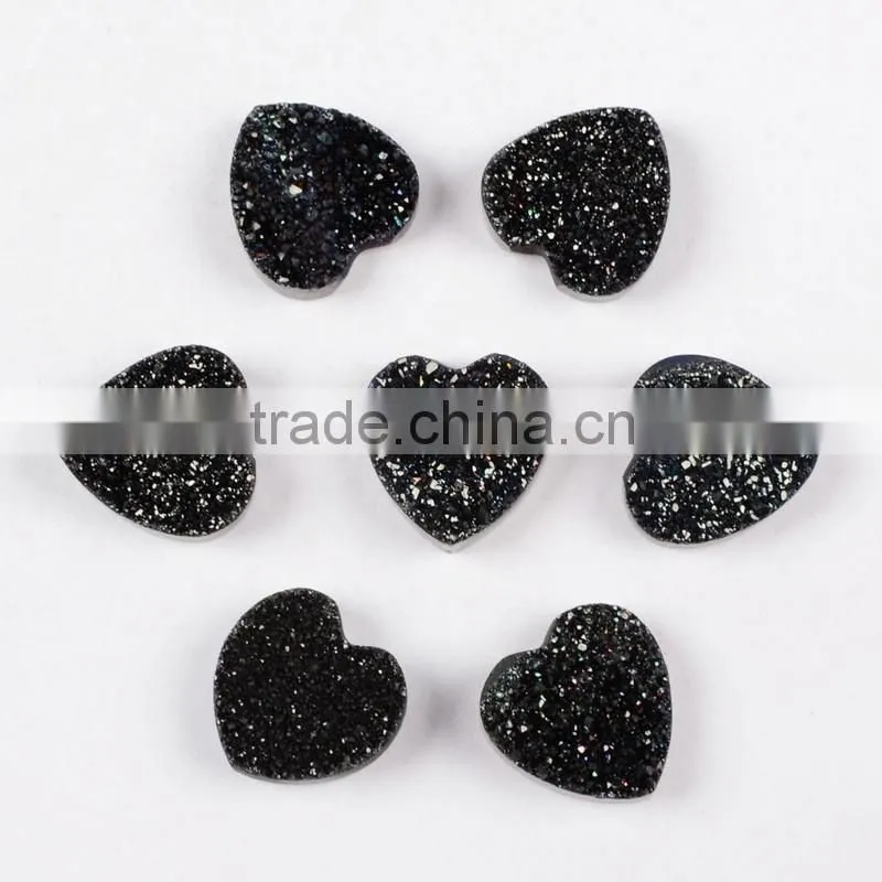 Titanium coating agate druzy drusy heart cabochon semi-precious gemstone from China