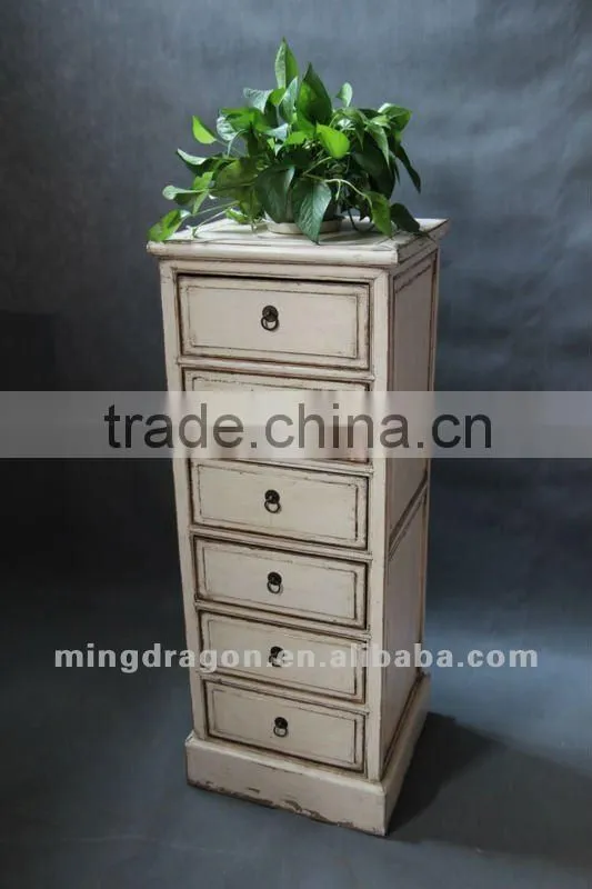 Chinese antique furniture pine wood shanxi six drawer white cabinet