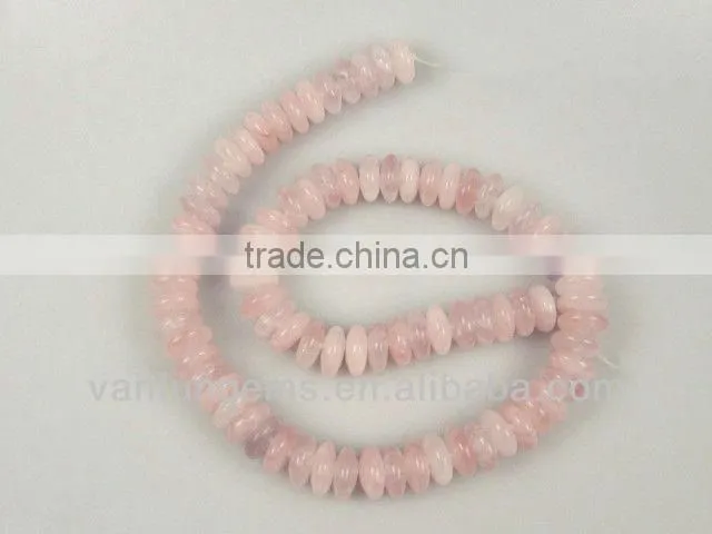 Gemstone Rose quartz rondelle beads for jewelry