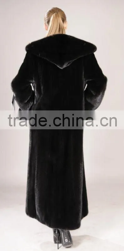 full length black mink fur coat