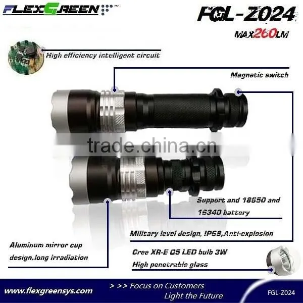 18650 battery magnet switch Q5 led flashlight
