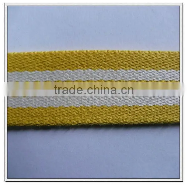 30mm wide colored cotton webbing for garmens,striped cotton webbing
