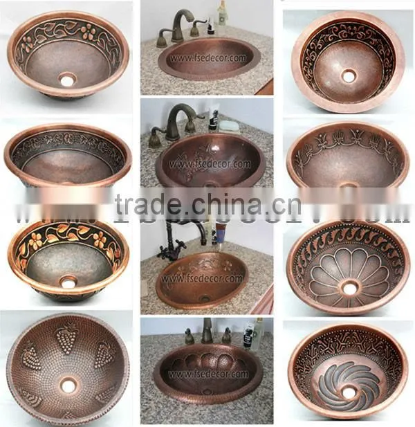 Single bowl Bathroom art Copper Sink FSE-CS-101