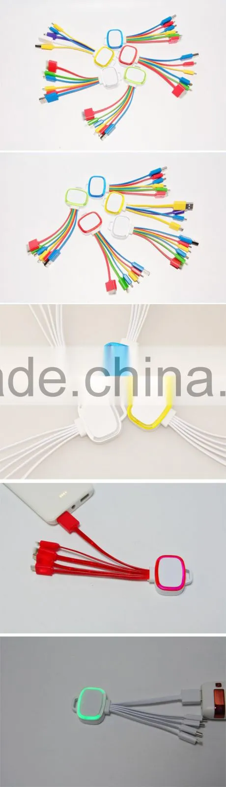 6 in 1 Colorful Multi Light Up USB Charging Charger Cable for Iphone and Android Mobile