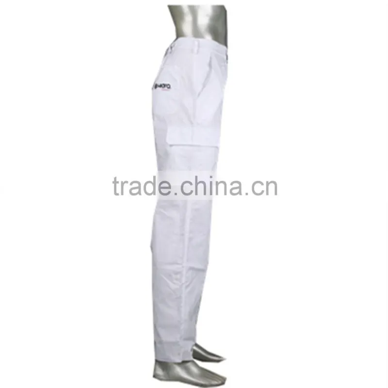 Men's White Cargo Pants with Side Pockets