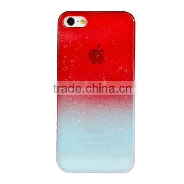 Set Screen Protector And Case For Iphone 5 , Hard Plastic Gradually Changing Color Raindrop Case