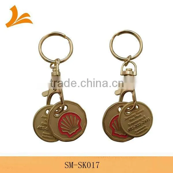 SM-SK017 gold metal trolley coin keyring