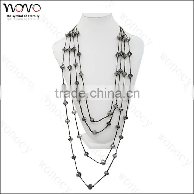 Alloy Multi-Strands Necklace Jewelry Beaded Imitation Rhodium Jewelry