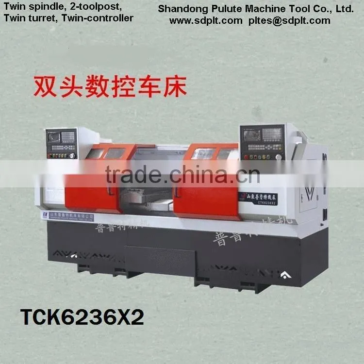 Twin Spindle CNC Lathe TCK6236X2 double CNC Controller