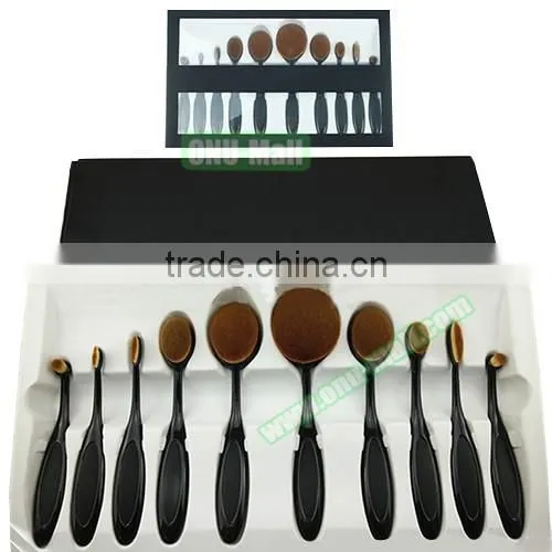 Best Selling Products Cosmetics Makeup Brush Set China Supplier, 10pcs Travel Toothbrush Oval Makeup Brush Free Samples