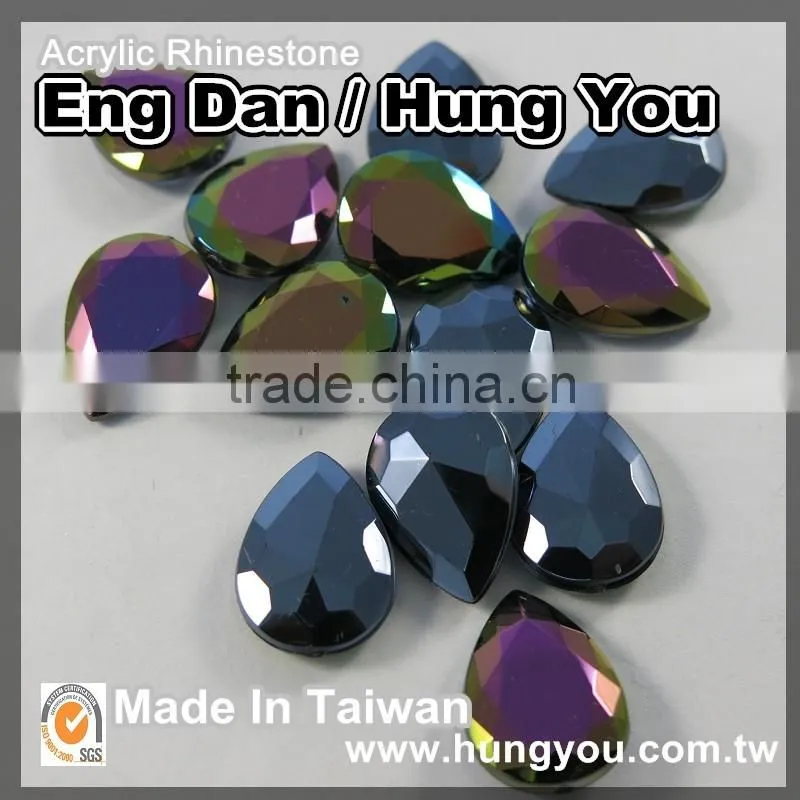 4 Holes 30mm Round Synthetic Gemstone with AB Coating