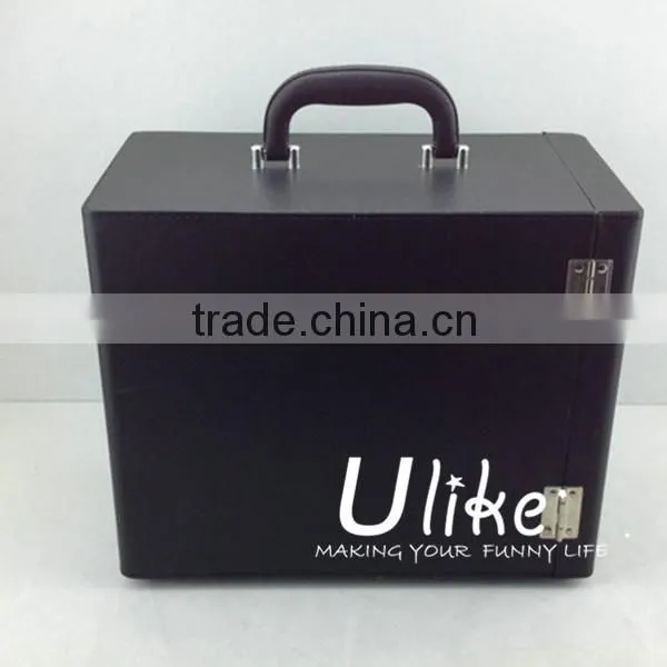 2014 popular Hot Popular Leather Wine Display Package With Handle for six bottles with wine accessories wine packaging machi