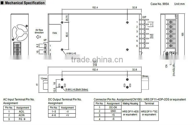 Meanwell 450w power supplies with PFC function/450W Single Output with PFC Function/5v switching power supply