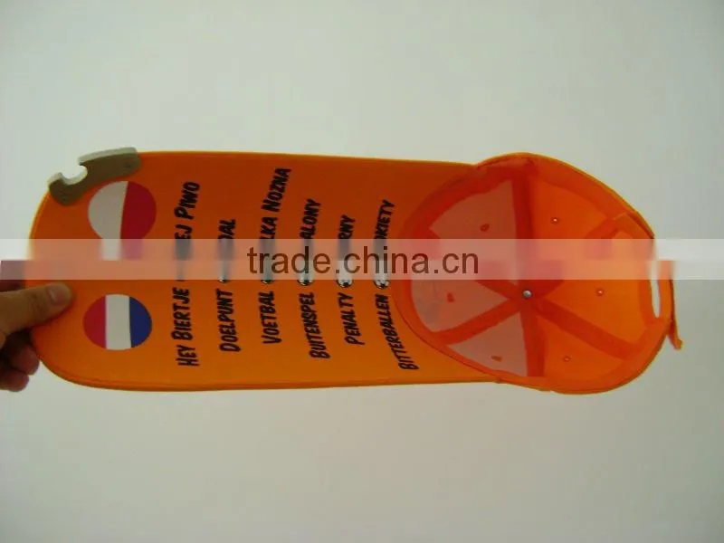 30cm long peak Holiday customized printing Football Cap With bottle opener
