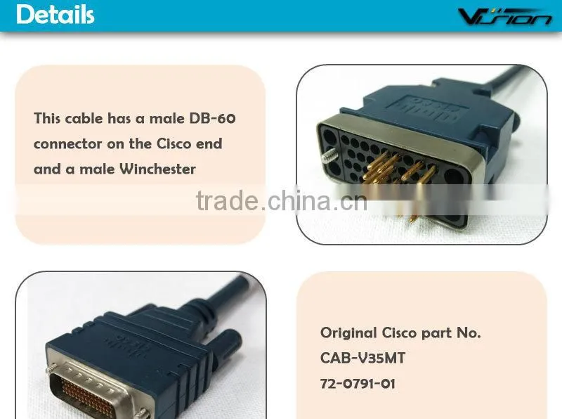 25ft Cisco Compatible DTE V.35 LFH60M-V.35M Cable Functionality equivalent to Cisco part number CAB-V35MT