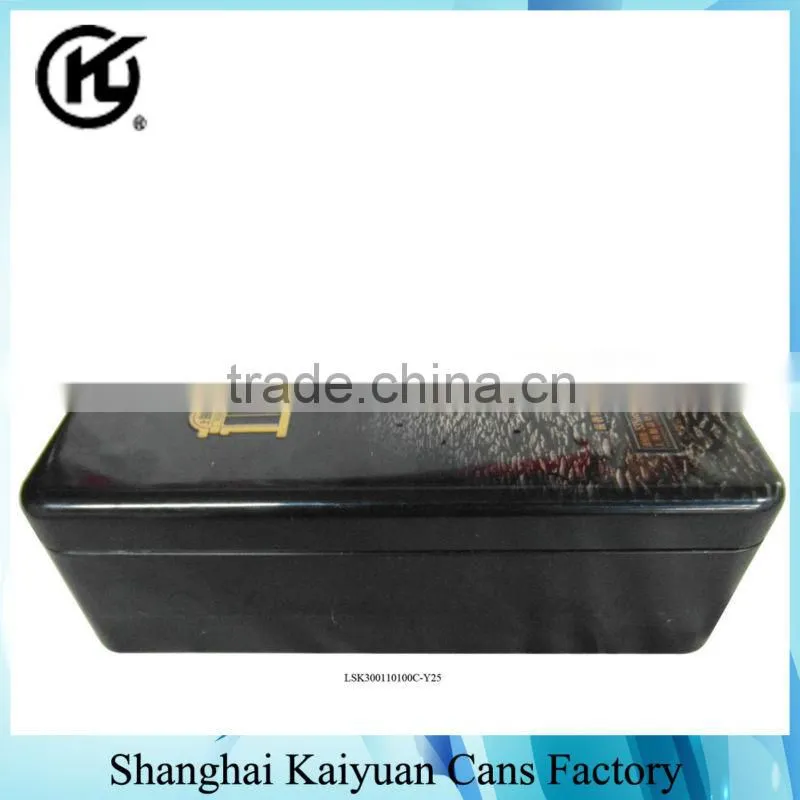 High Quality Rectangular Wine Gift Tin Can Box (various lids and printing)