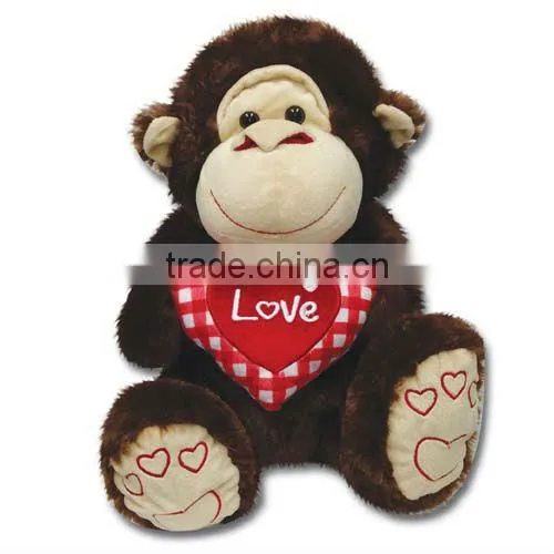 HI EN71 Cheap Custom Love Heart Plush Monkey