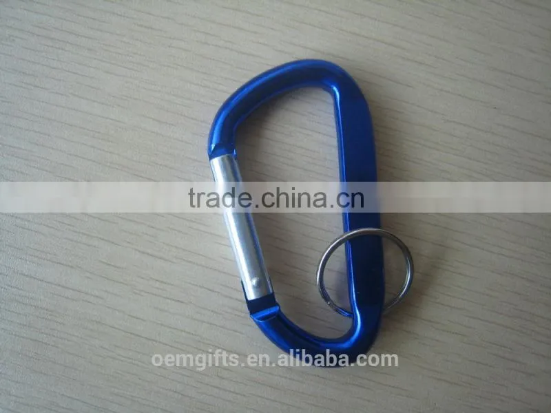Large D Shaped Aluminum Carabiner With Keyring