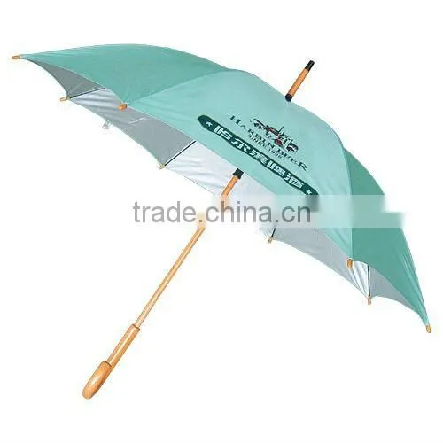 190T pongee 24"x8 ribs Auto open straight umbrella with wooden shaft and handle