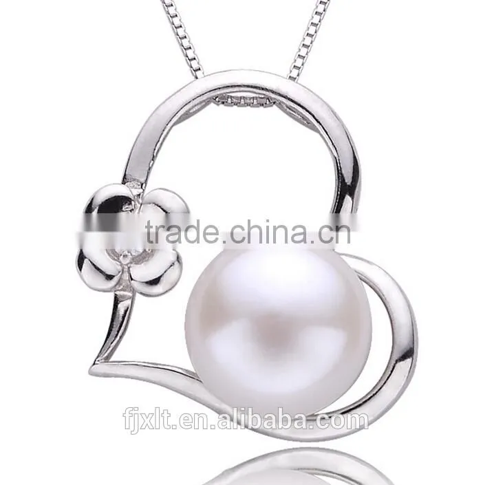 10-11mm silver plated platinum AAAA grade pearl clover pendant necklace