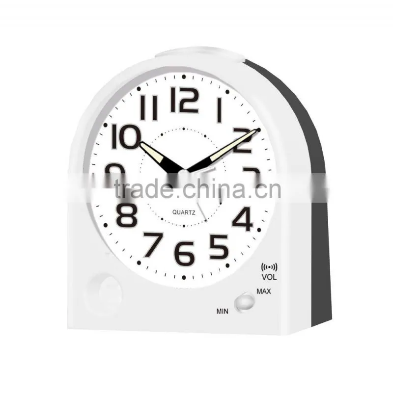 Simple White Plastic table alarm clock