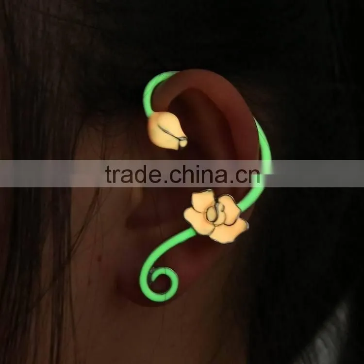 glow in the dark shaped stud rose flower earring