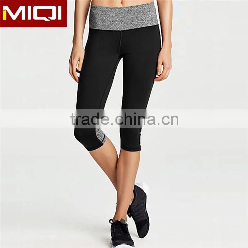 Custom women sublimated printing yoga fitness capri leggings wholesale with plain color back