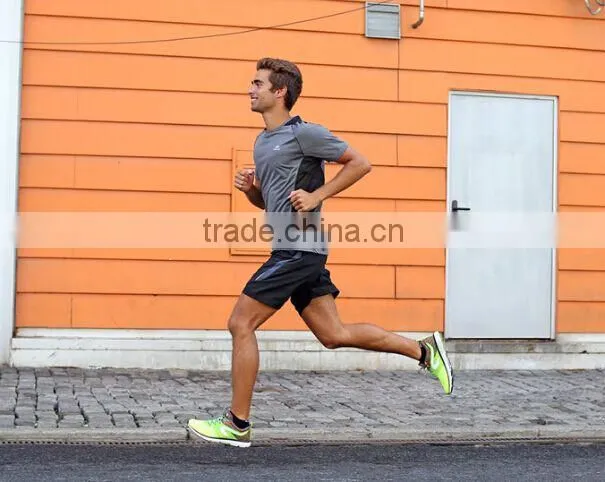 Mens Spring Autumn Short Sleeve Contrasted Running Shirt Grey Black