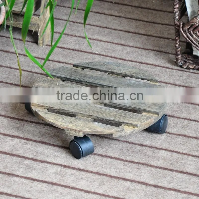 Unfinished Wood Flower Pot Tray With 4 Wheels