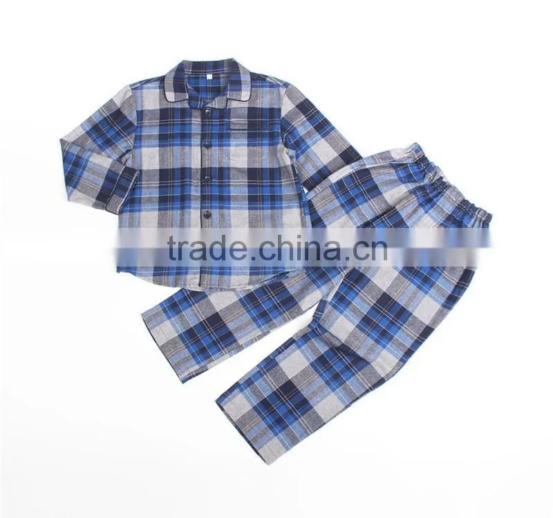 fine yarn dye plaid kids cotton pajama set