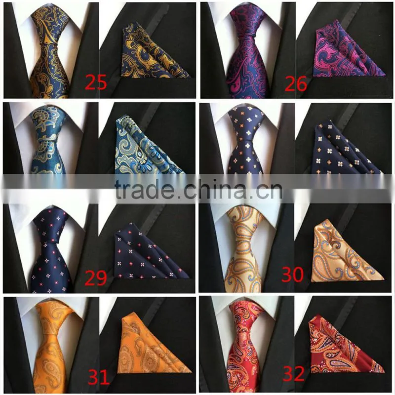 Stylish Polyester Silk Necktie Mens Tie Set With Hanky For Gift