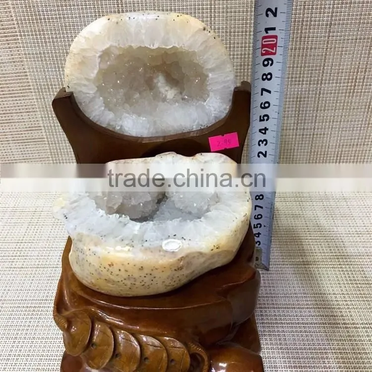 Natural White Agate Geode Crystal Treasure Basin For Sale