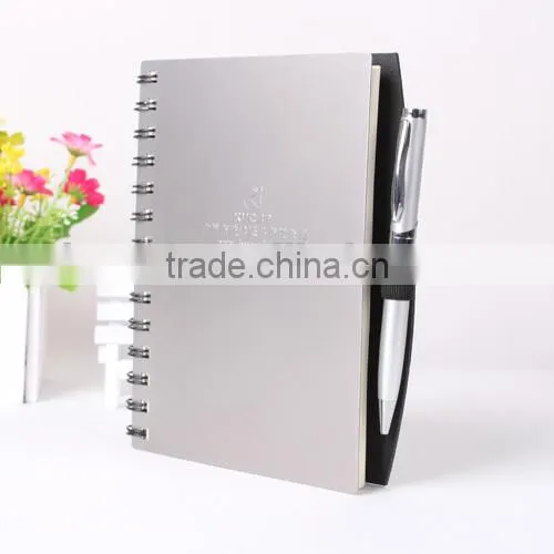 Custom wholesale aluminun dairy spiral notebook with pen
