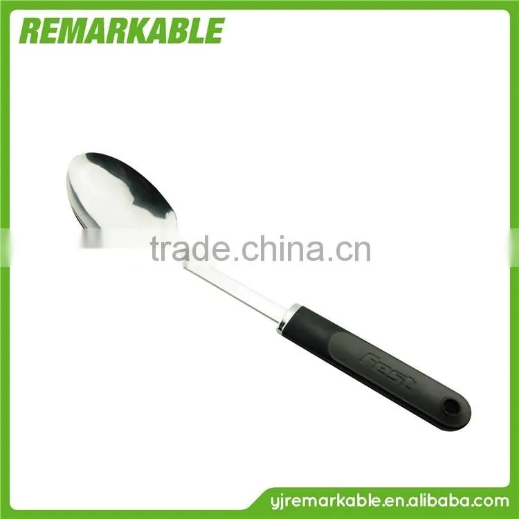 Food safety certification unique handle stainless steel spoon tea spoon wooden spoon