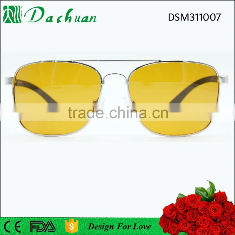 Good quality man metal anti blue ray sunglasses yellow lens block blue light sunglasses
