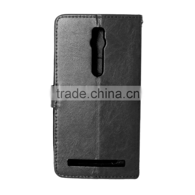 PU Leather Cell Phone Flip Wallet Kickstand Case for ASUS ZenFone 2