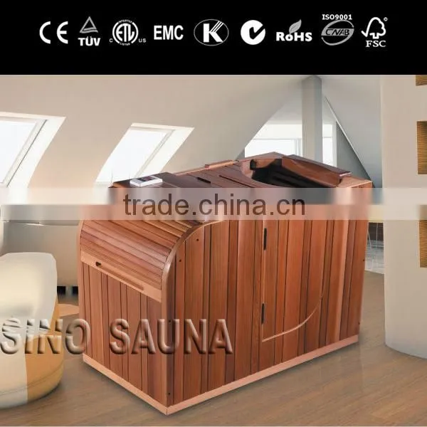 Computer Control Panel Feature Mini Half Body Sauna Room in Red Cedar