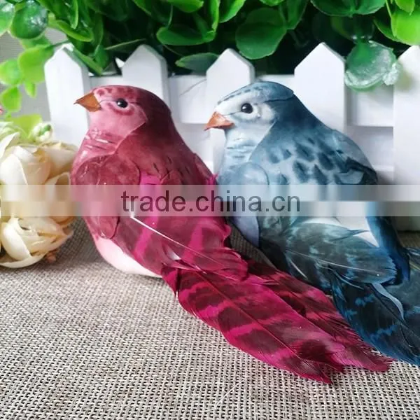 Christmas home ornaments artificial feather and foam birds