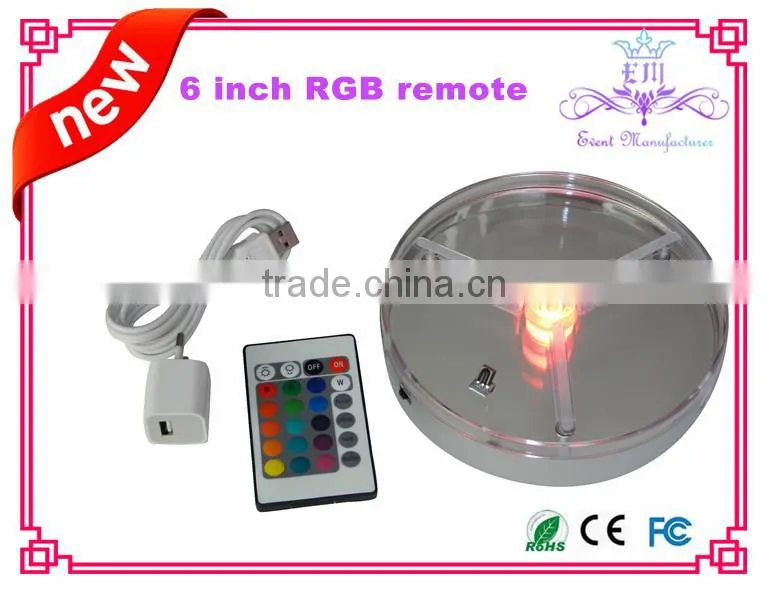 Rechargeable multi-color led centerpiece light base 6 inch led vase lighting base for wedding/ party decoration
