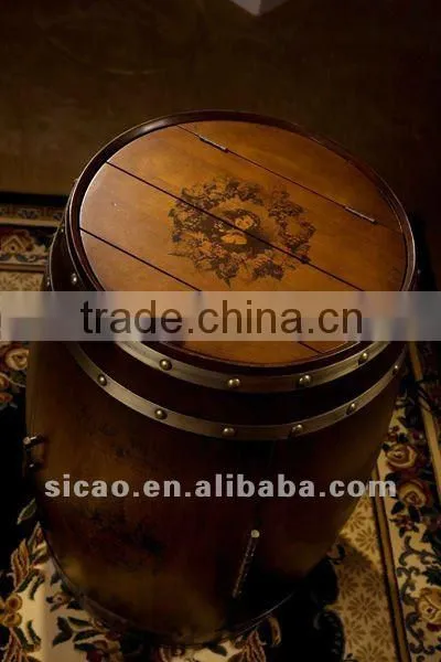 48L classic electrical original oak wooden barrel wine regrigerator for 18 bottle, decorative wood barrel alcohol fridge cooler